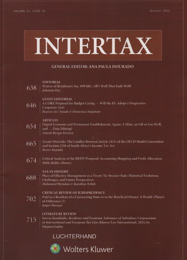 Cover Intertax: Volume 53, Issue 10, October 2025