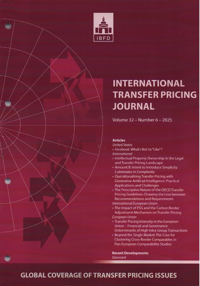 Cover International Transfer Pricing Journal Vol. 32 No. 6 - 2025