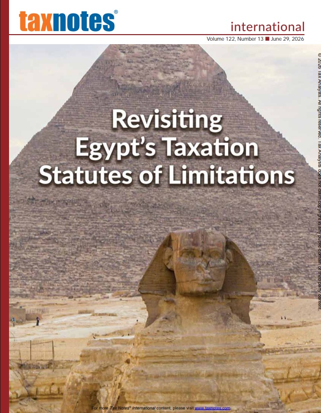 Cover Tax Notes International: Volume 122, Number 13, June 29, 2026