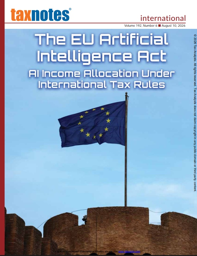 Cover Tax Notes International: Volume 123, Number 6, Aug 10, 2026