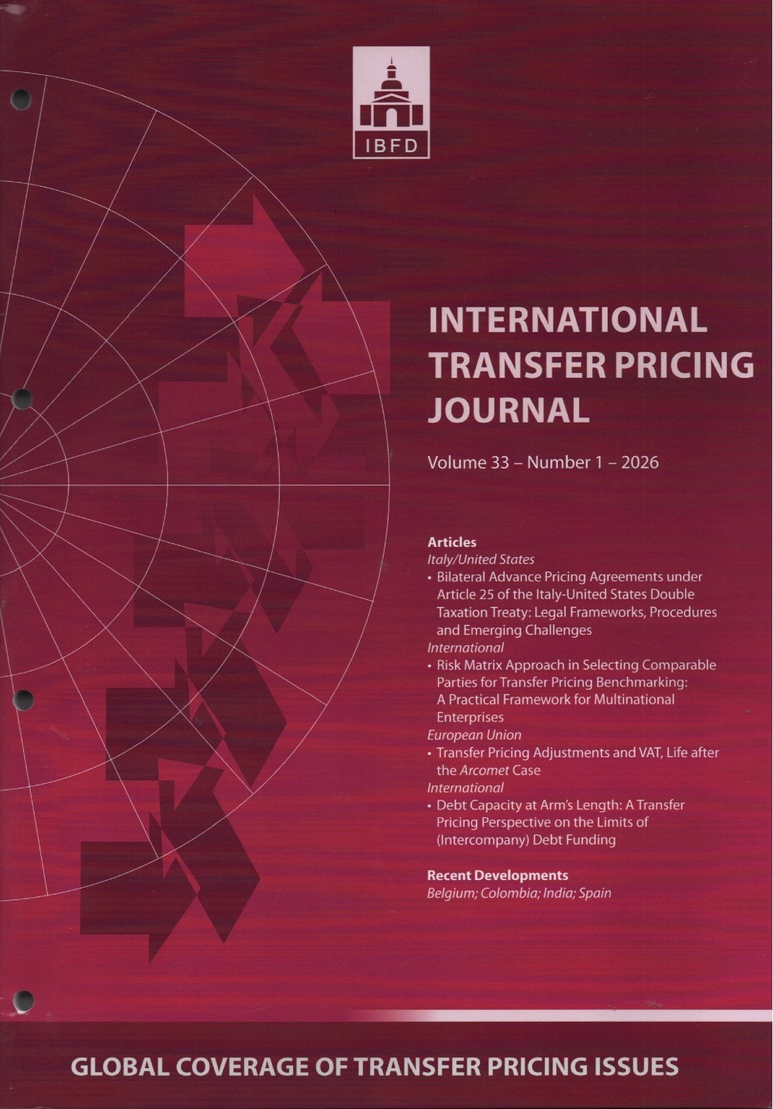 Cover International Transfer Pricing Journal Vol. 33 No. 1 - 2026