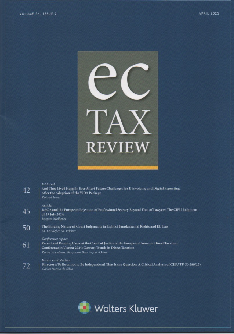 Cover EC Tax Review: Volume 34, Issue 2, April, 2025