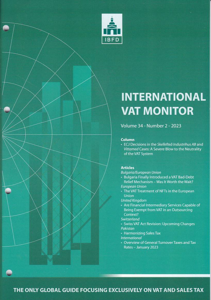 Cover International VAT Monitor Vol. 34 No. 2 - 2023