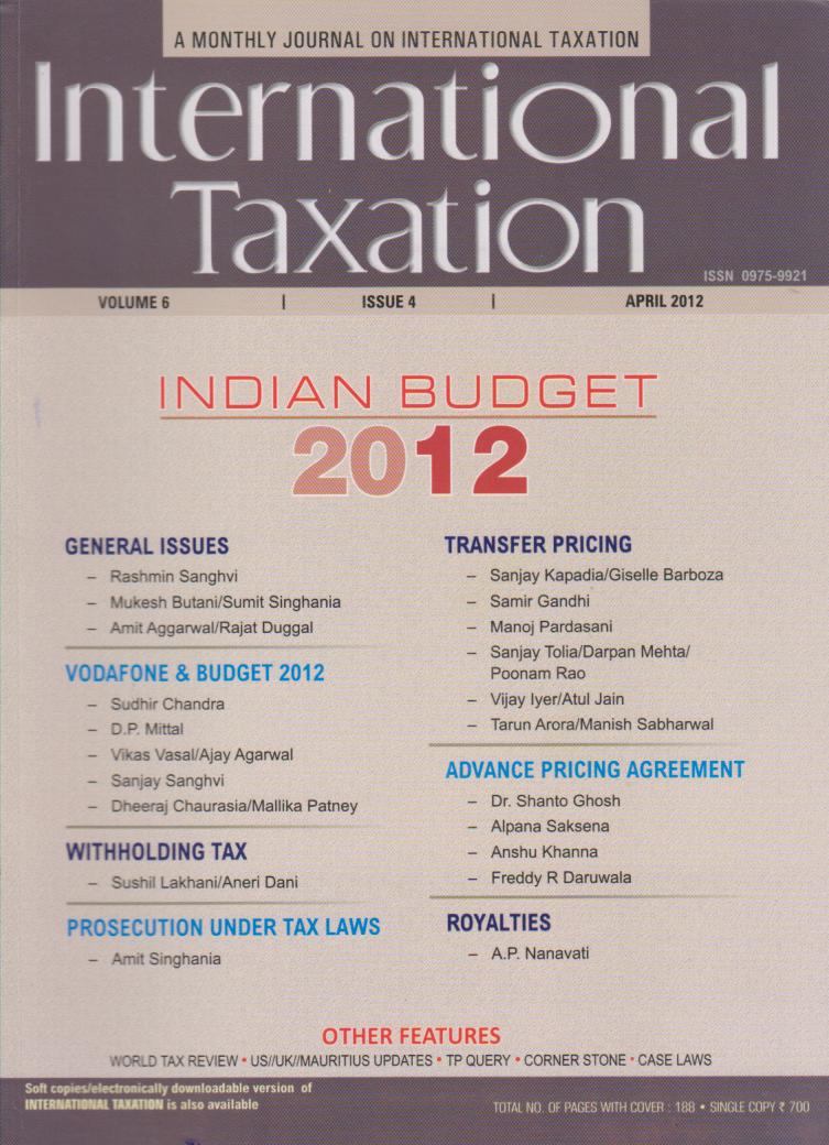 Cover International Taxation : Volume 6, Issue 4, April 2012
