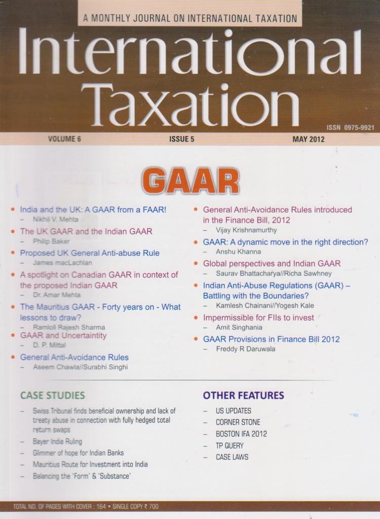 Cover International Taxation : Volume 6, Issue 5, May 2012