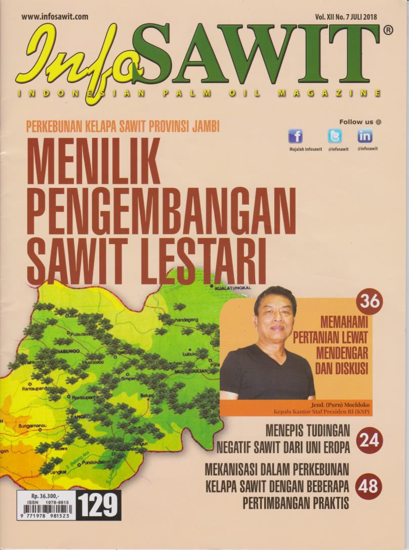 Cover Info Sawit: Indonesian Palm Oil Magazine Vol. XII No. 7 Juli 2018