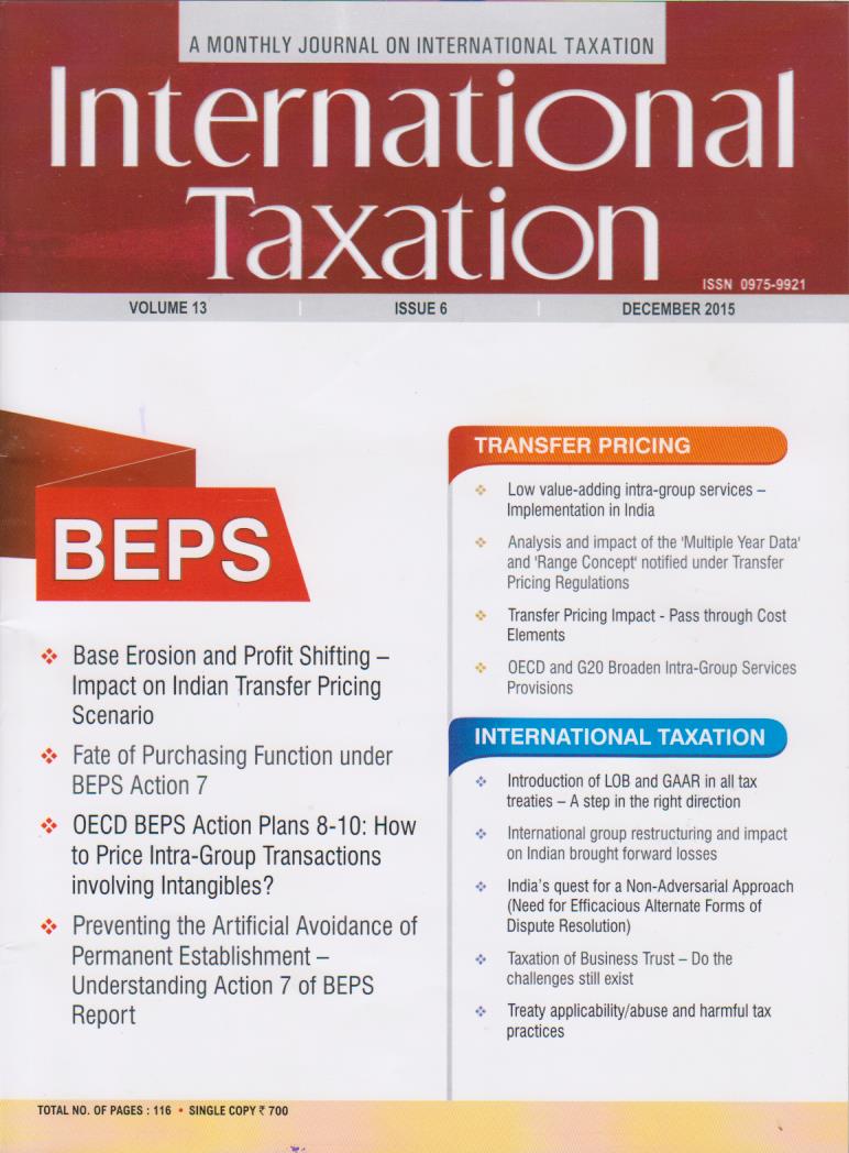 Cover International Taxation : Volume 13, Issue 6, December 2015