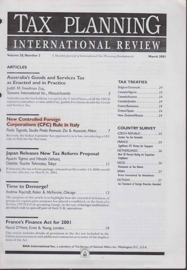 Cover Tax Planning International Review