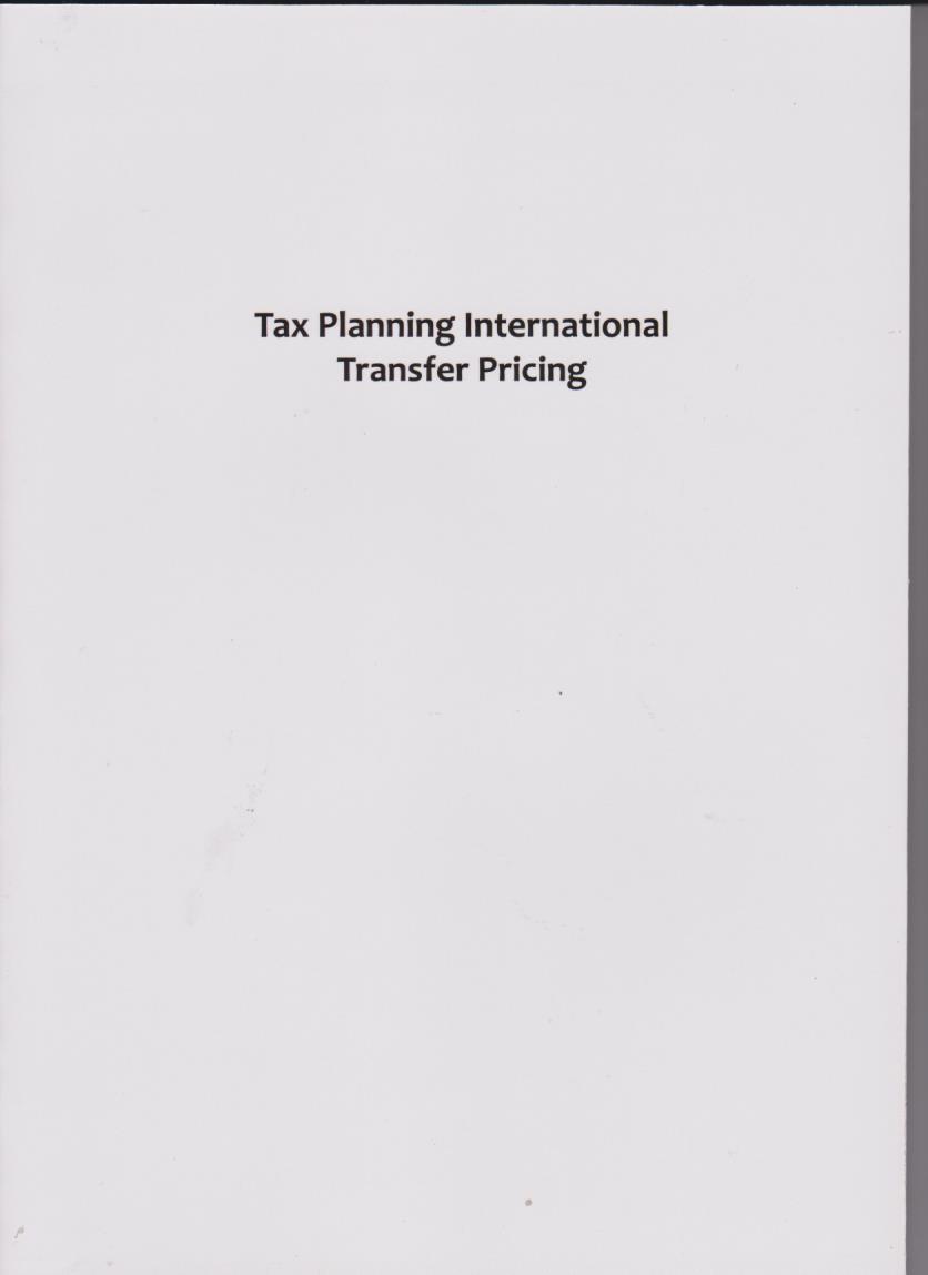 Cover Tax Planning International Transfer Pricing