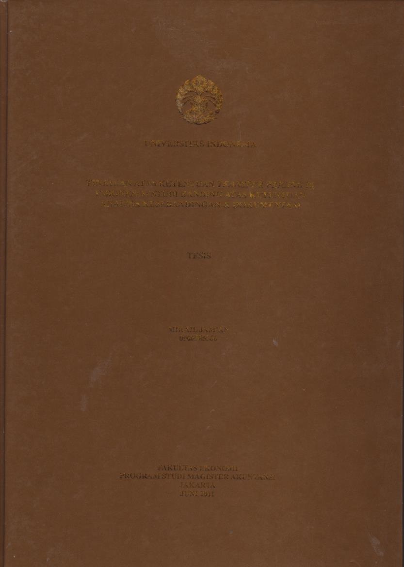 Cover Tesis - Tinjauan atas Ketentuan Transfer Pricing di Indonesia: Studi Banding atas Ketentuan Analisa Kesebandingan & Dokumentasi