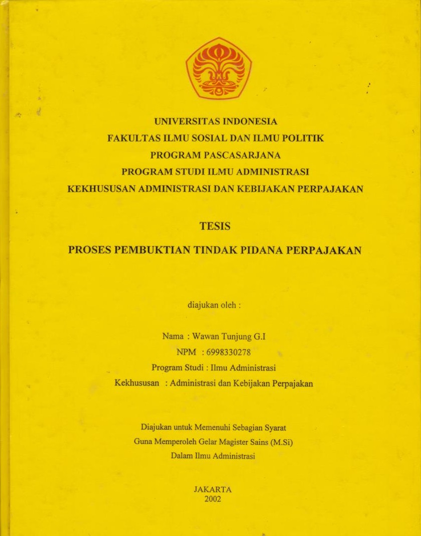 Cover Tesis - Proses Pembuktian Tindak Pidana Perpajakan