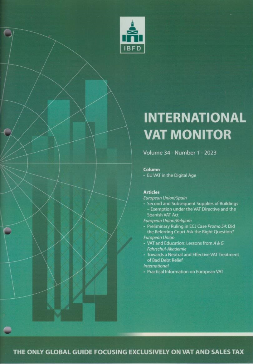 Cover International VAT Monitor Vol. 34 No. 1 - 2023