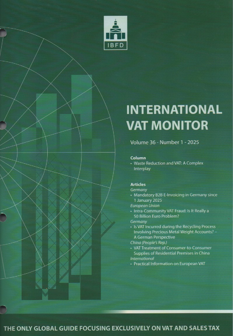 Cover International VAT Monitor Vol. 36 No. 1 - 2025