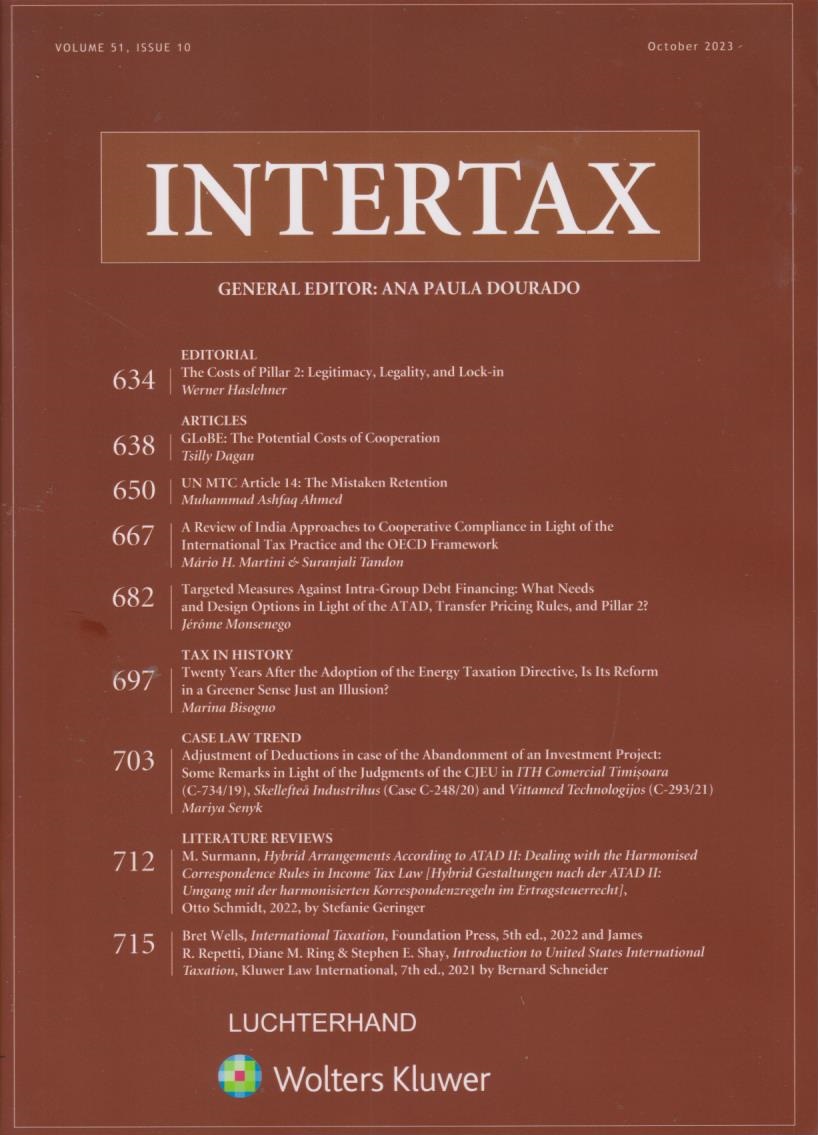 Cover Intertax: Volume 51, Issue 10, October, 2023