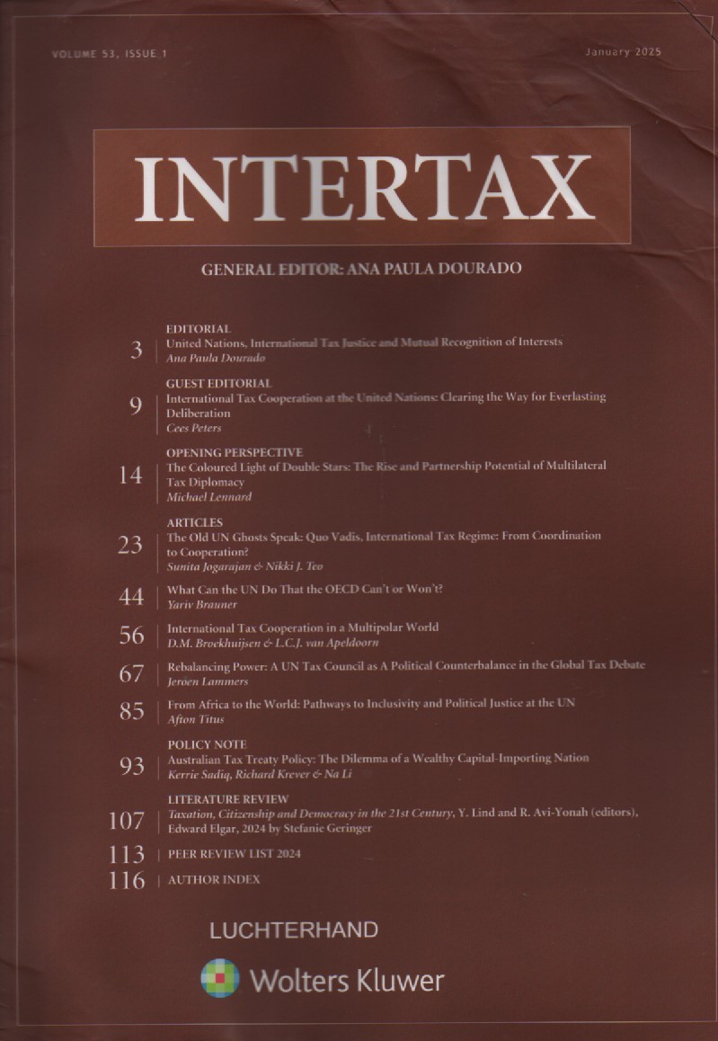 Cover Intertax: Volume 53, Issue 1, January, 2025