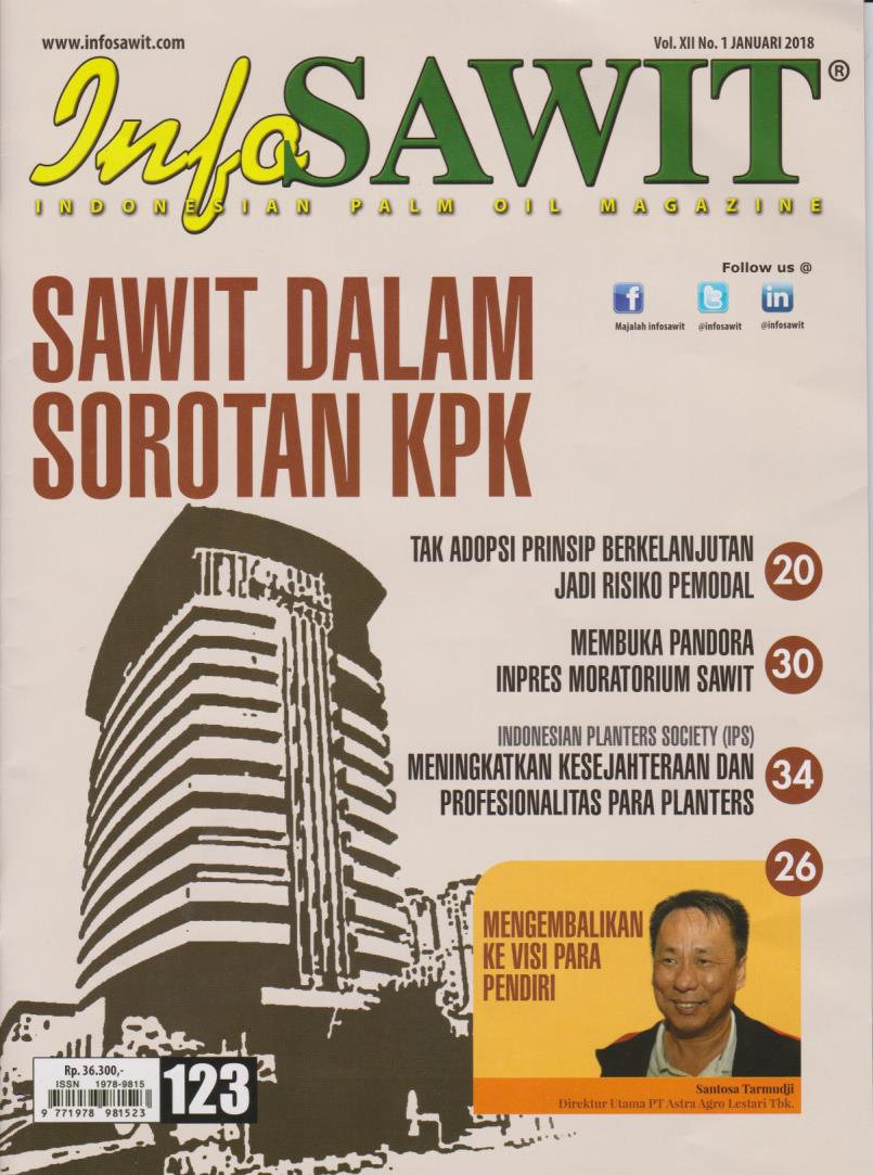 Cover Info Sawit: Indonesian Palm Oil Magazine Vol. XII No. 1 Januari 2018