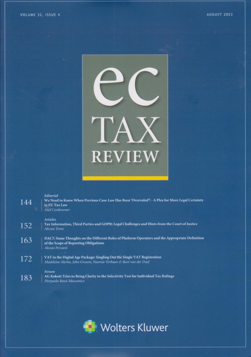 Cover EC Tax Review: Volume 32, Issue 4, August, 2023